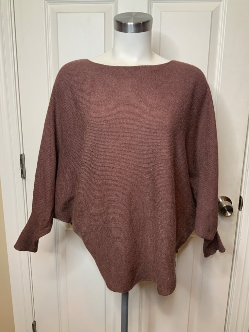 Kerisma Brown Rib Knit Bat Wing Sleeve Sweater, Size S/M